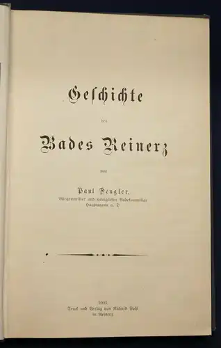 Dengler Geschichte des Bades Reinerz 1903 Schlesien Silesia Niederschlesien sf