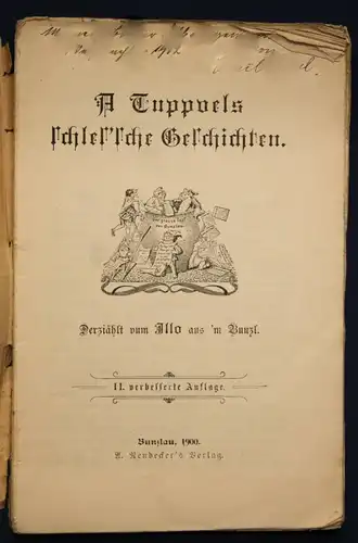 A Tuppoels Schles'sche Geschichten 1900 Belletristik Literatur Erzählungen sf