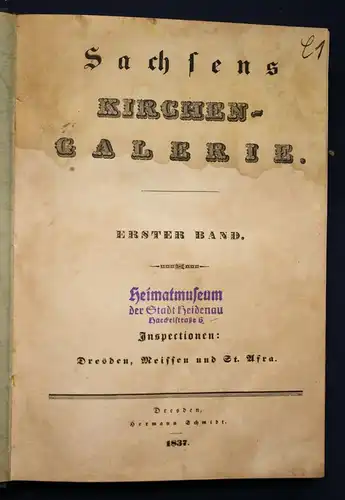 Sachsens Kirchengalerie - Dresden Meißen St. Afra - 76 Lithos + 14 Beigaben 1837