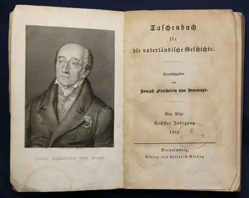 Hormayr Taschenbuch für die vaterländische Geschichte 6. Jahrgang 1835 sf