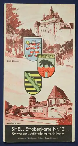 Original Prospekt Shell Stadtkarte Nr. 12 Sachsen um 1930 Ortskunde Saxonica sf