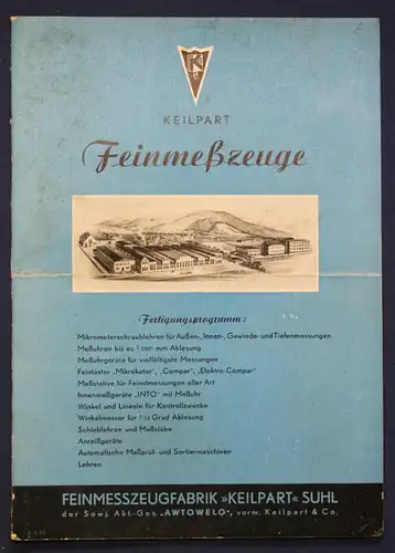 Original Prospekt Feinmeßzeige Keilpart um 1930 Handwerk Technik Industrie sf