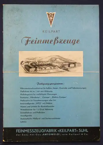 Original Prospekt Feinmeßzeige Keilpart um 1947 Handwerk Technik Industrie sf