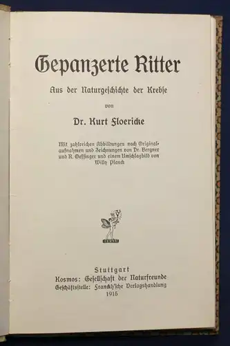 Floericke Gepanzerte Ritter 1915 Naturgeschichte Krebse Muscheln Anemonen sf