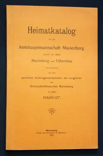 Heimatkatalog Amtshauptmannschaft Marienberg & Olbernhau 1926/27 Saxonica sf