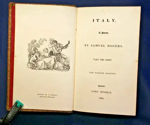 Samuel Rogers Italy - A Poem. 4th Ed. 1824 Einbandkunst Bibliophilie sf