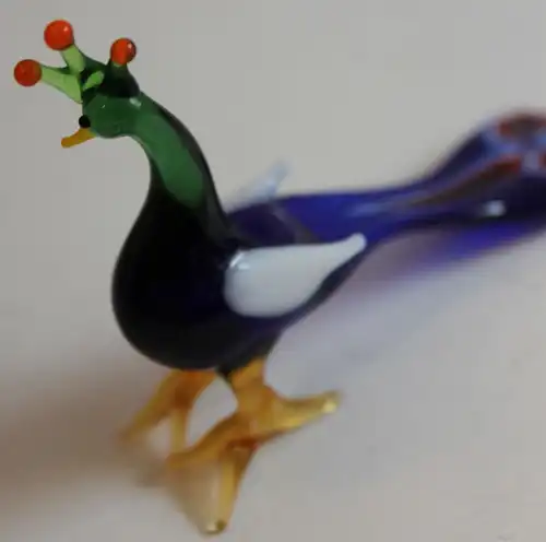 Pfau - Lauscha Glasfiguren Mundgeblasen Glas Thüringen Figuren um 1980 sf