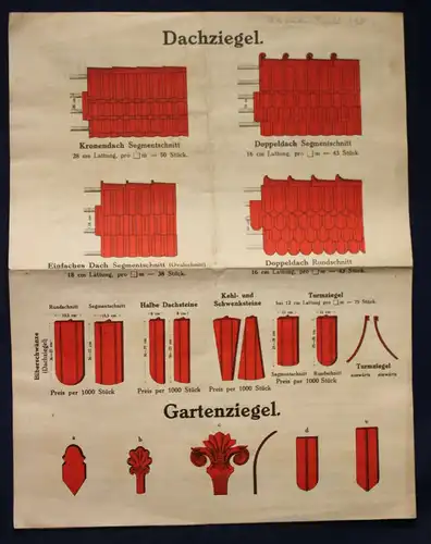 Orig. Prospekt Greussniger Dachziegel um 1900 Handwerk Technik Geschichte Bau sf