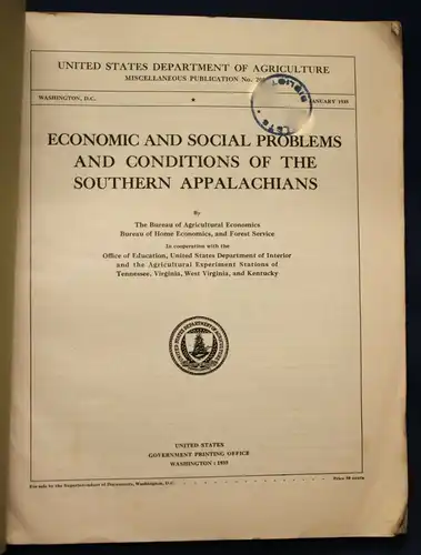 Economic and Social Problems and Conditions of the Southern Appalachians 1936 sf
