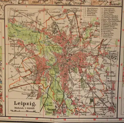 Orig. Isenburg-Karte von Sachsen mit Orts-Register um 1910 Saxonica Geografie sf