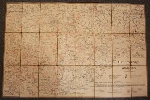 Orig. Wege-Karte für das Erzgebirge um 1910 Sachsen Saxonica Geografie sf