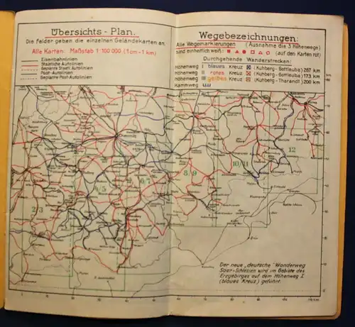 Orig. Wegekarten-Heft des Erzgebirges 1932 Sachsen Saxonica Geografie sf