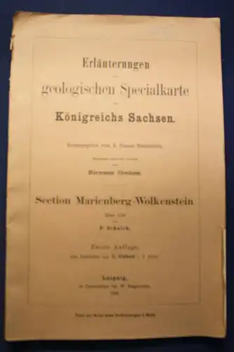 Orig. Karte Section Marienberg-Wolkenstein mit Erläuterungen 1904 Saxonica sf