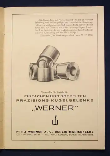 Original Prospekt Handbuch für Kugelgelenk - Antriebe um 1935 Technik js