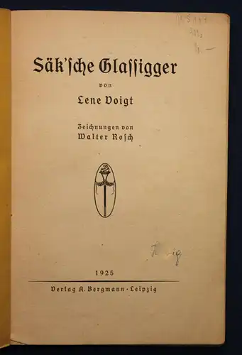 Voigt Säk'sche Glassigger 1925 Sächsische Klassiker Belletristik Zeichnungen sf