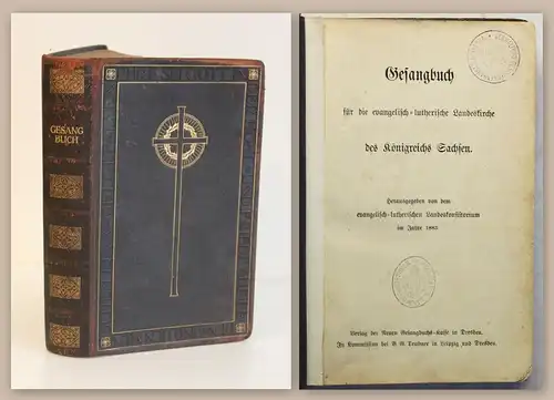 Gesangbuch des Königreichs Sachsen 1883 Christentum Lieder Prachtband Leder xz
