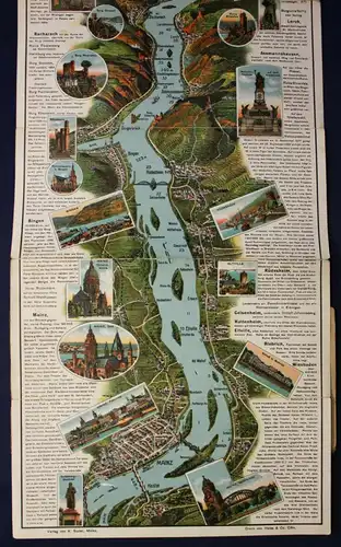 Original Führer - Panormama von Mainz bis Köln "Der Rhein" um 1910 Geografie sf