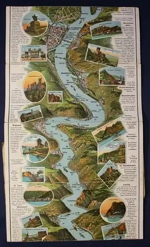 Original Führer - Panormama von Mainz bis Köln "Der Rhein" um 1910 Geografie sf