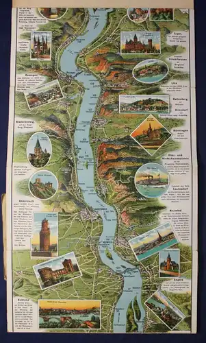 Original Führer - Panormama von Mainz bis Köln "Der Rhein" um 1910 Geografie sf