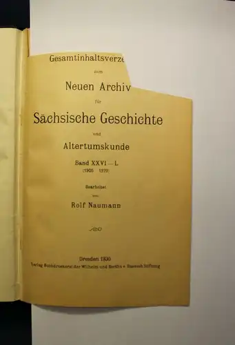 Hantzsch Naumann Neues Archiv Sächsische Geschichte 1904/1930 Bde 2 Saxonica js