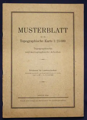 Musterblatt für die topographischen & kartographischen Arbeiten 1939 sf