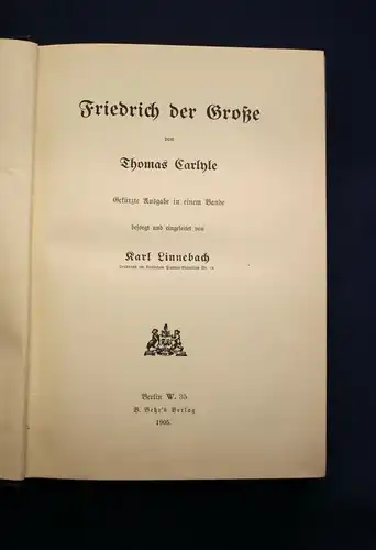 Carlyle Friedrich der Große 1905 Schlacht Deutschland Schlacht Krieg js