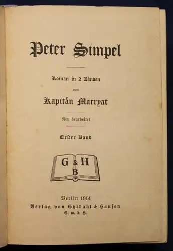 6 Bände von Marryat 1914 Geschichten Literatur Reise Abenteuer Erzählungen sf