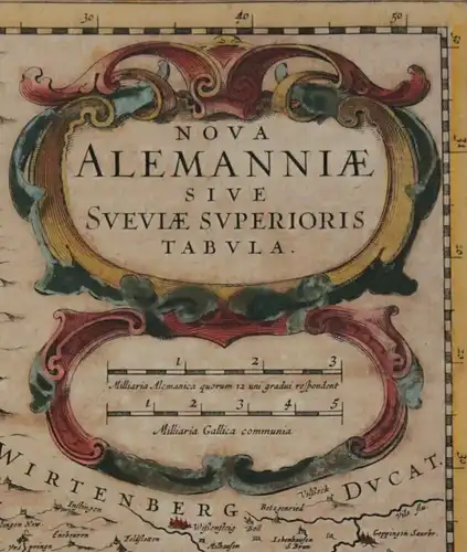 Orig. kol. Kupferstichkarte Jansson "Nova Alemannialsive Sueviae" um 1650 sf