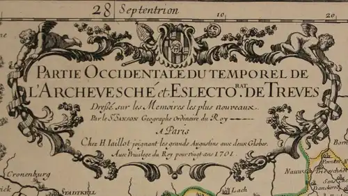 kol. Kupferstichkarte Jaillot "Partie Occidentale du temporel" 1701 Mosel sf