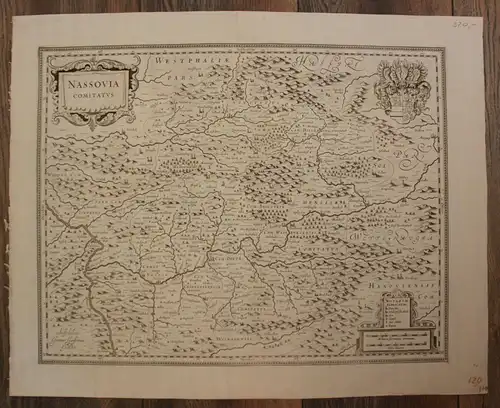 Kupferstichkarte Jansson "Nassovia Comitatus" um 1650 Rheinland Geografie sf