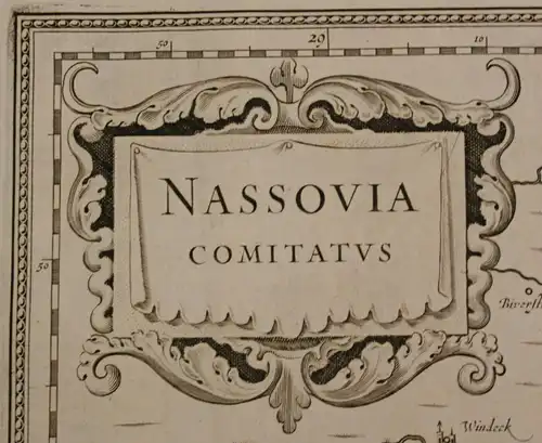 Kupferstichkarte Jansson "Nassovia Comitatus" um 1650 Rheinland Geografie sf