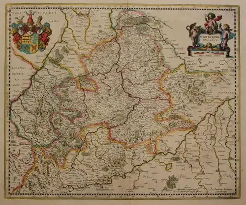 Orig. teilkol. Kupferstichkarte Mercator "Wirtenberg Ducatus" um 1650 sf