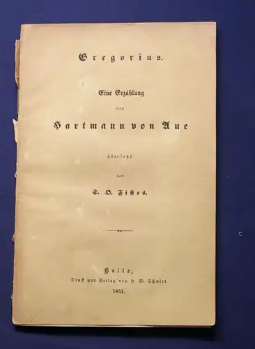 Hartmann von Aue Gregorius 1851 Saga Sagen Familie Geschichte Christentum js