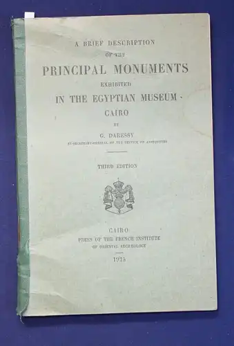 Daressy A Brief Description of the Principal Monuments 1925 Kunst Kultur js