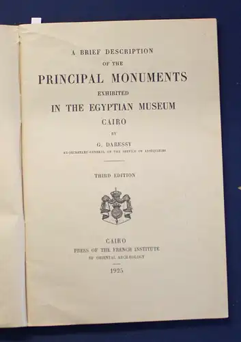 Daressy A Brief Description of the Principal Monuments 1925 Kunst Kultur js