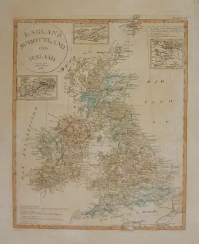 Original kolorierte Stahlstichkarte "England; Schottland & Ireland " um 1850 sf