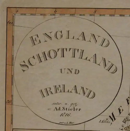 Original kolorierte Stahlstichkarte "England; Schottland & Ireland " um 1850 sf