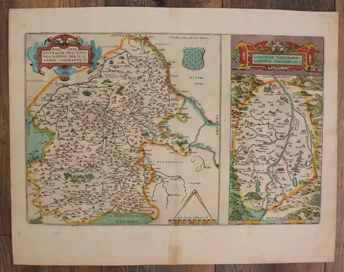 Orig. kol. Kupferstichkarte "Regionis Biturigum exactiss" um 1600 Frankreich sf