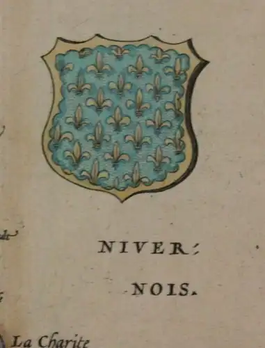 Orig. kol. Kupferstichkarte "Regionis Biturigum exactiss" um 1600 Frankreich sf