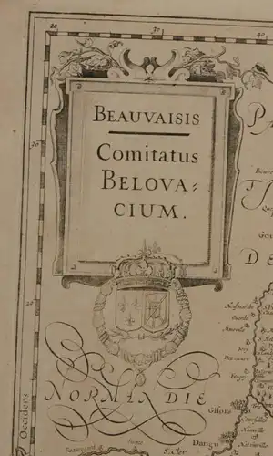 Orig. Kupferstichkarte bei Jansson "Beauvaisis. Comitatus Belovacium" um 1650 sf