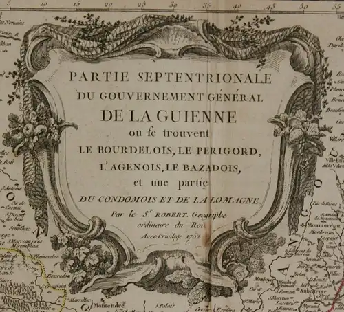 Orig. grenzkol. Kupferstichkarte "Partie septentrionale du Gouvernement" 1752 sf