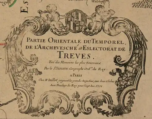 Orig. grenzkol. Kupferstichkarte "Partie Orientale du Temporel" 1701 Europa sf