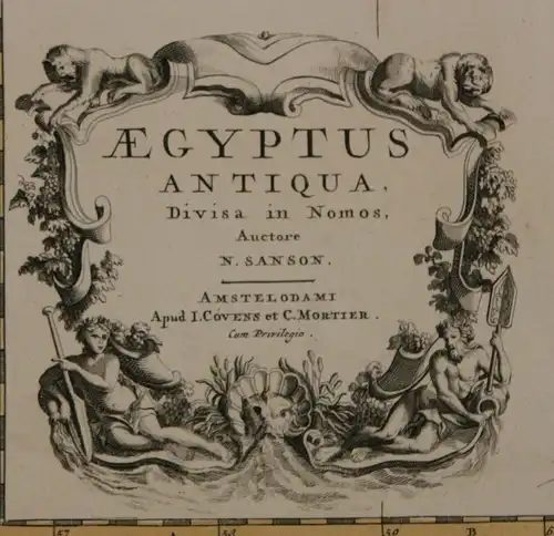 Orig. grenzkol. Kupferstichkarte von Sanson bei Covens "Aegyptus Antiqua" sf