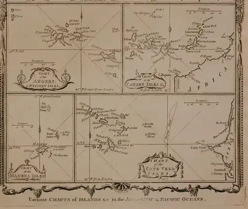 Orig. Kupferstichkarte von Hogg "Inselkarte Pazifik & Atlantik" um 1780 sf