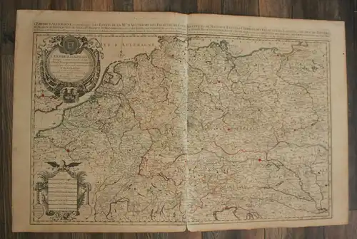 Orig. grenzkol. Kupferstichkarte "L'Empire d'Allemagne" 1692 Europa sf