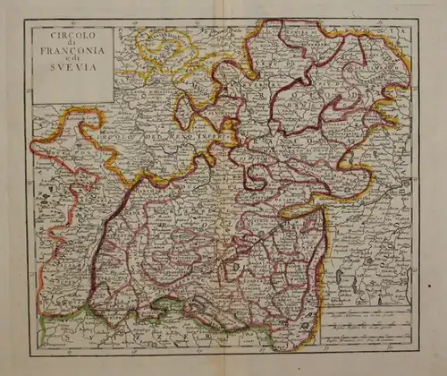Orig. grenzkol. Kupferstichkarte "Circolo di Franconia e di Svetvia" um 1750 sf