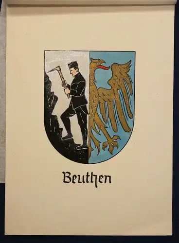 kolor. Tuschezeichnung "Wappen der Stadt Beuthen/ Schlesien" um 1930 Kunst sf