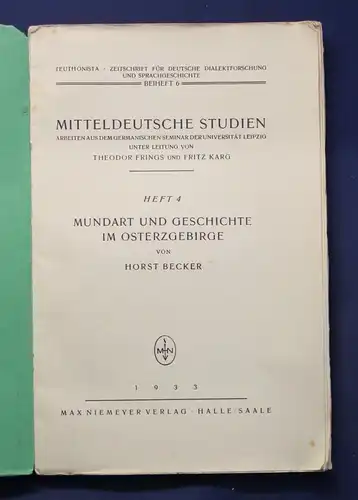 Mitteldeutsche Studien Mundart und Geschichte im Ostererzgebirge Wirtschaft js