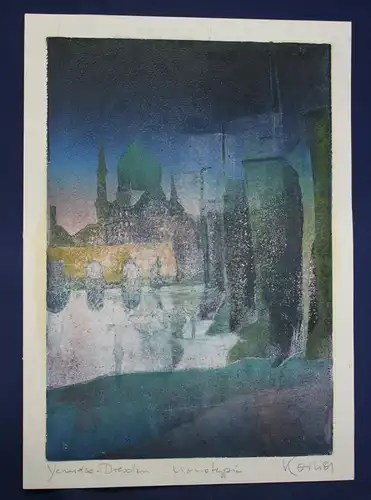 Monotypie von Wolfgang Korn "Yenidse Dresden" 2001 Malerei Kunst Zeichnung sf