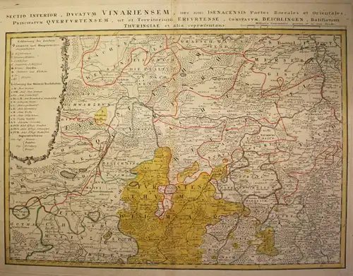 Kupferstichkarte von Zollmann Thüringen-Herzogtum Sachsen-Weimar 1747 sf